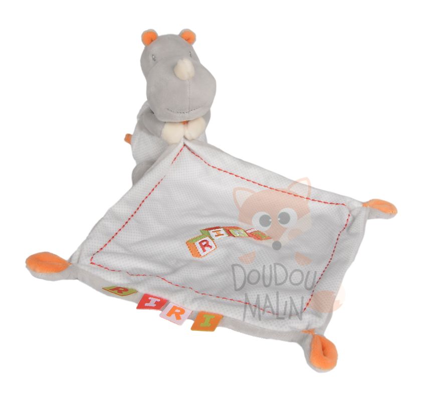  nono the rhino baby comforter grey orange 25 cm 